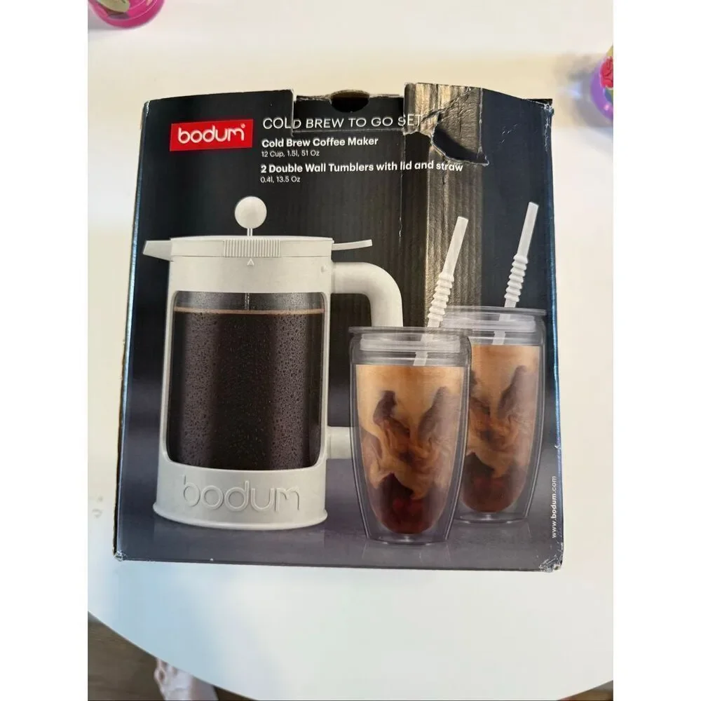Bodum Cold Brew To Go Set Iced Coffee Maker & 2 Tumblers 12-14 Hours Overnight